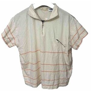 Adam Sloane Men's Vintage Polo shirt with Zippers Size M Yellow & Orange-NEW